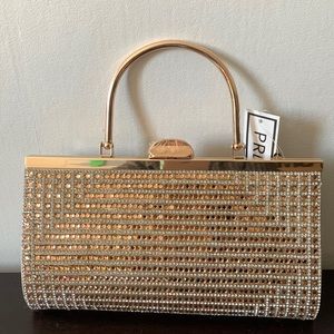 PREZZO Gold Sparkly Crossbody chain Clutch/Handbag.